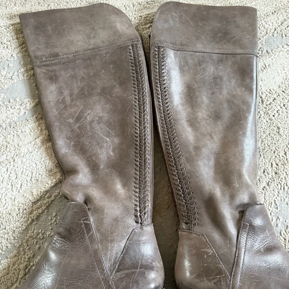 Vince Camuto Bendra tall Boots over the knee gray brown Distressed Leather 9.5